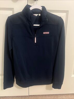 Vineyard Vines Navy Shep Quarter Zip with Pink Accents